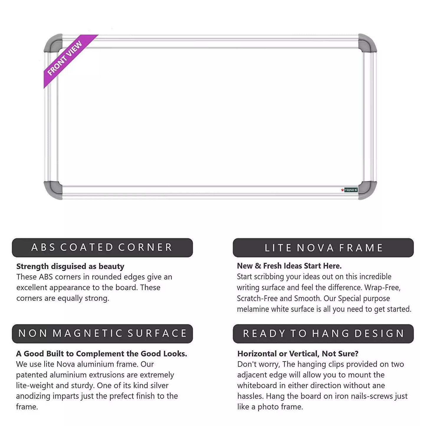 Non Magnetic 60.96 x 30.48 cm (2x1 Feet) Double Sided White Board and Chalk Board Both Side Writing Board