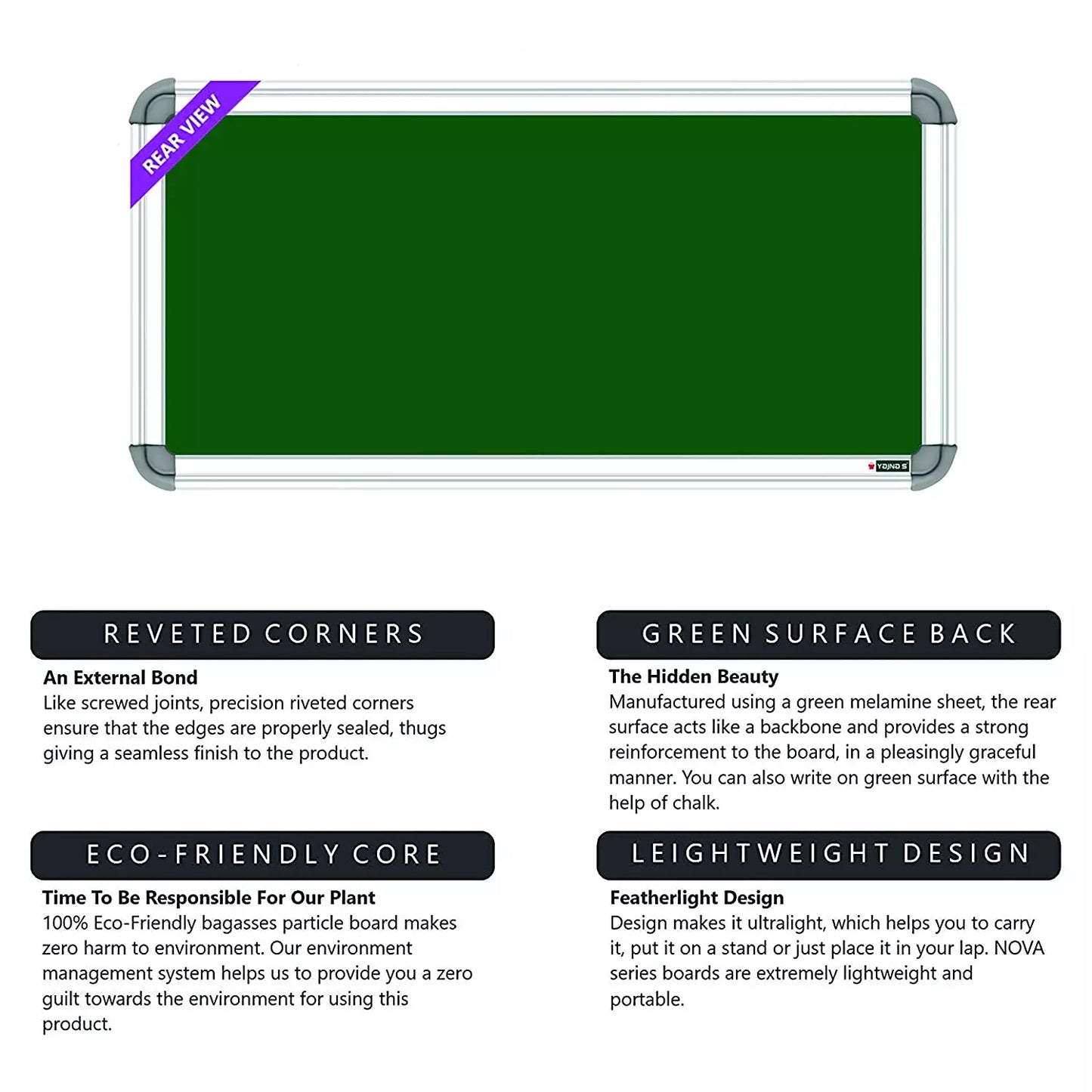 Non Magnetic 60.96 x 30.48 cm (2x1 Feet) Double Sided White Board and Chalk Board Both Side Writing Board